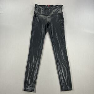 Spanx Black Faux Leather Leggings High Waisted Pants Size M Medium